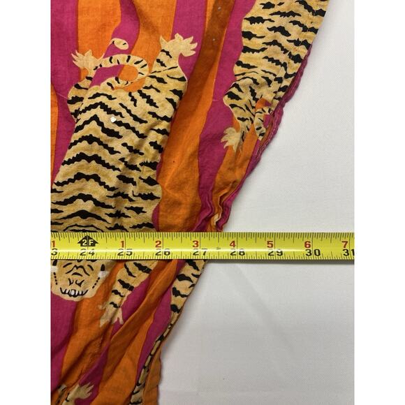 Indacorify Tiger Print Kaftan Beach Cover Up Cotton Indian Resortwear Pink - Picture 5 of 11